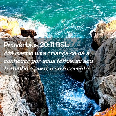 Picture 02 - Provérbios 20:11 BSL - Até mesmo uma criança se dá a conhecer por - Bible Verse Picture