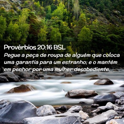 Picture 02 - Provérbios 20:16 BSL - Pegue a peça de roupa de alguém que coloca uma - Bible Verse Picture