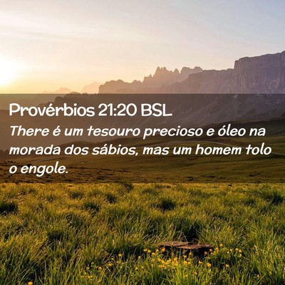 Picture 02 - Provérbios 21:20 BSL - There é um tesouro precioso e óleo na morada - Bible Verse Picture
