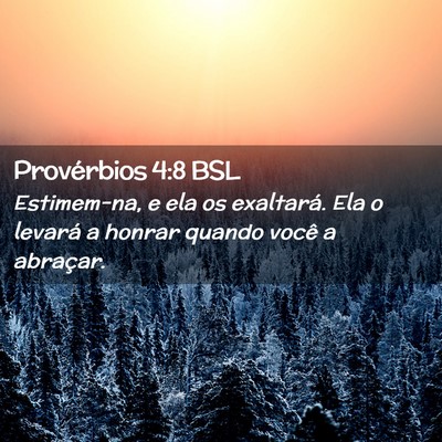 Picture 02 - Provérbios 4:8 BSL - Estimem-na, e ela os exaltará. Ela o levará a - Bible Verse Picture