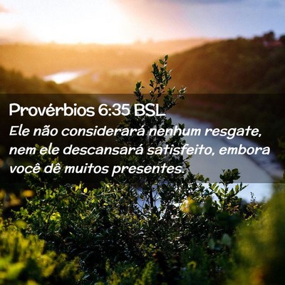 Picture 02 - Provérbios 6:35 BSL - Ele não considerará nenhum resgate, nem ele - Bible Verse Picture