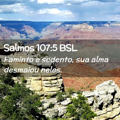 Picture 02 - Salmos 107:5 BSL - Faminto e sedento, sua alma desmaiou - Bible Verse Picture
