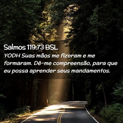 Picture 02 - Salmos 119:73 BSL - YODH Suas mãos me fizeram e me formaram. Dê-me - Bible Verse Picture
