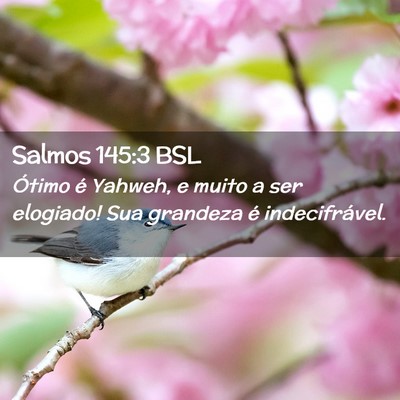 Picture 02 - Salmos 145:3 BSL - Ótimo é Yahweh, e muito a ser elogiado! Sua - Bible Verse Picture