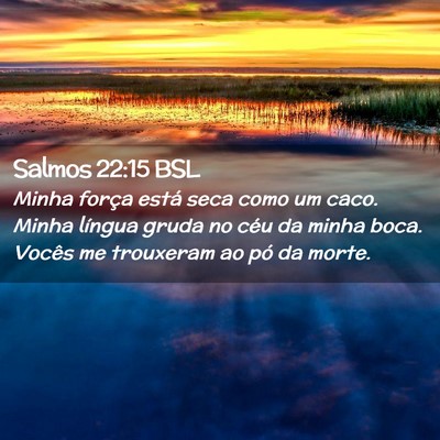 Picture 02 - Salmos 22:15 BSL - Minha força está seca como um caco. Minha - Bible Verse Picture