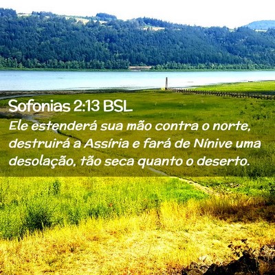 Picture 02 - Sofonias 2:13 BSL - Ele estenderá sua mão contra o norte, - Bible Verse Picture