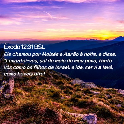 Picture 02 - Êxodo 12:31 BSL - Ele chamou por Moisés e Aarão à noite, e - Bible Verse Picture