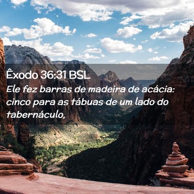 Picture 02 - Êxodo 36:31 BSL - Ele fez barras de madeira de acácia: cinco para - Bible Verse Picture