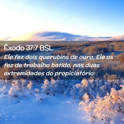Picture 02 - Êxodo 37:7 BSL - Ele fez dois querubins de ouro. Ele os fez de - Bible Verse Picture