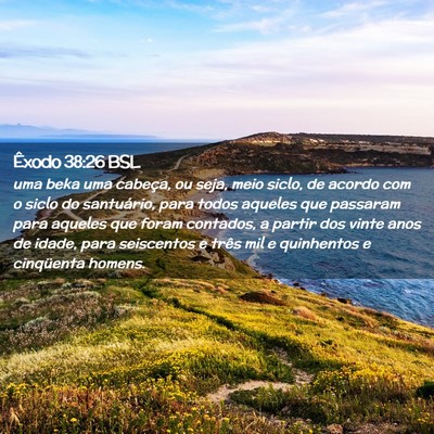 Picture 02 - Êxodo 38:26 BSL - uma beka uma cabeça, ou seja, meio siclo, de - Bible Verse Picture