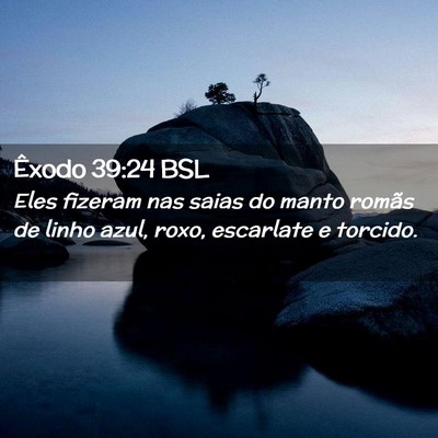 Picture 02 - Êxodo 39:24 BSL - Eles fizeram nas saias do manto romãs de linho - Bible Verse Picture