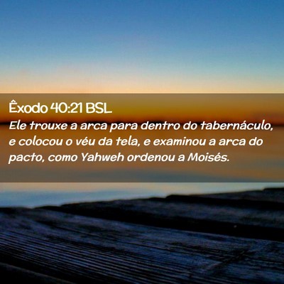Picture 02 - Êxodo 40:21 BSL - Ele trouxe a arca para dentro do tabernáculo, e - Bible Verse Picture