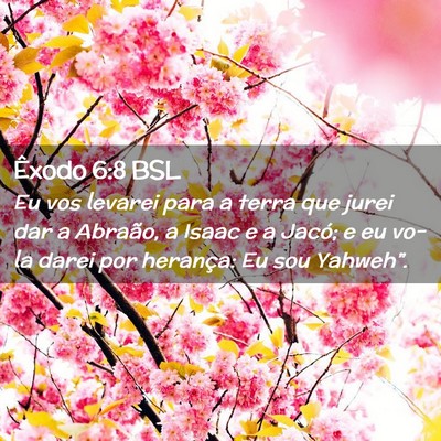 Picture 02 - Êxodo 6:8 BSL - Eu vos levarei para a terra que jurei dar a - Bible Verse Picture