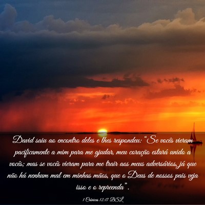 Picture 03 - 1 Crônicas 12:17 BSL - David saiu ao encontro deles e lhes respondeu: - Bible Verse Picture