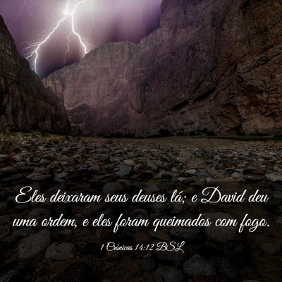 Picture 03 - 1 Crônicas 14:12 BSL - Eles deixaram seus deuses lá; e David deu uma - Bible Verse Picture