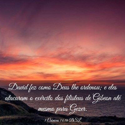Picture 03 - 1 Crônicas 14:16 BSL - David fez como Deus lhe ordenou; e eles atacaram - Bible Verse Picture