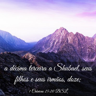 Picture 03 - 1 Crônicas 25:20 BSL - a décima terceira a Shubael, seus filhos e seus - Bible Verse Picture