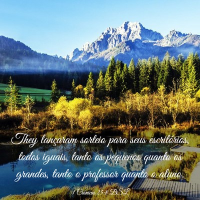 Picture 03 - 1 Crônicas 25:8 BSL - They lançaram sorteio para seus escritórios, - Bible Verse Picture