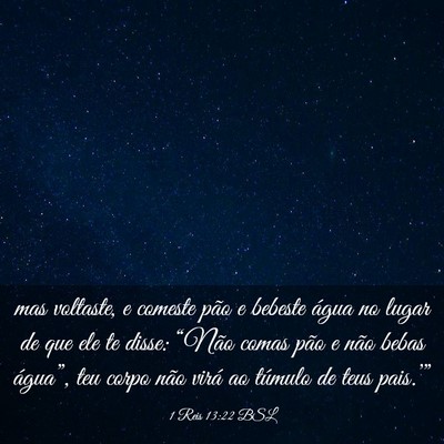 Picture 03 - 1 Reis 13:22 BSL - mas voltaste, e comeste pão e bebeste água no - Bible Verse Picture