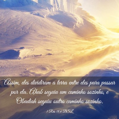 Picture 03 - 1 Reis 18:6 BSL - Assim, eles dividiram a terra entre eles para - Bible Verse Picture