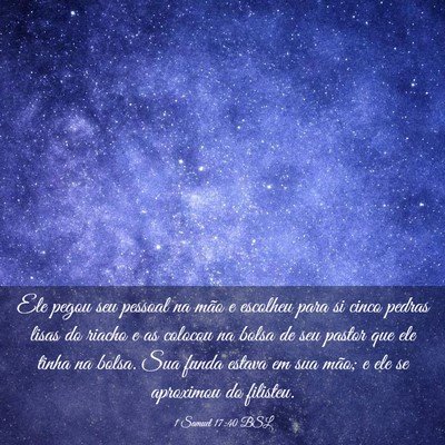 Picture 03 - 1 Samuel 17:40 BSL - Ele pegou seu pessoal na mão e escolheu para si - Bible Verse Picture