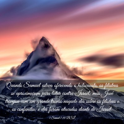 Picture 03 - 1 Samuel 7:10 BSL - Quando Samuel estava oferecendo o holocausto, os - Bible Verse Picture