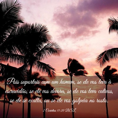 Picture 03 - 2 Coríntios 11:20 BSL - Pois suportais com um homem, se ele vos leva à - Bible Verse Picture