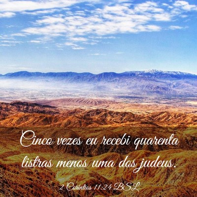 Picture 03 - 2 Coríntios 11:24 BSL - Cinco vezes eu recebi quarenta listras menos uma - Bible Verse Picture