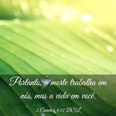 Picture 03 - 2 Coríntios 4:12 BSL - Portanto, a morte trabalha em nós, mas a vida em - Bible Verse Picture