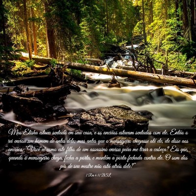 Picture 03 - 2 Reis 6:32 BSL - Mas Elisha estava sentado em sua casa, e os - Bible Verse Picture
