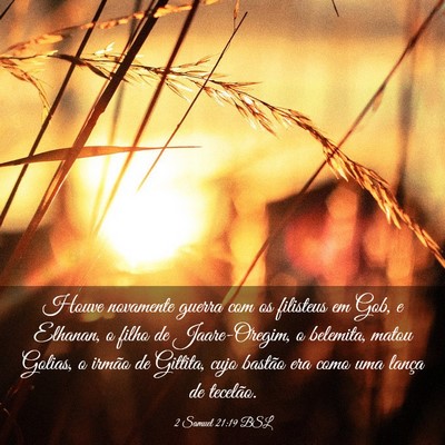 Picture 03 - 2 Samuel 21:19 BSL - Houve novamente guerra com os filisteus em Gob, e - Bible Verse Picture