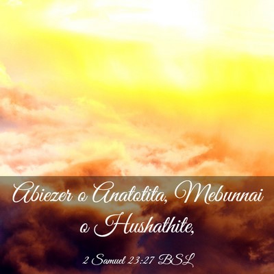 Picture 03 - 2 Samuel 23:27 BSL - Abiezer o Anatotita, Mebunnai o - Bible Verse Picture