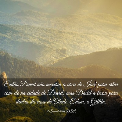 Picture 03 - 2 Samuel 6:10 BSL - Então David não moveria a arca de Iavé para - Bible Verse Picture