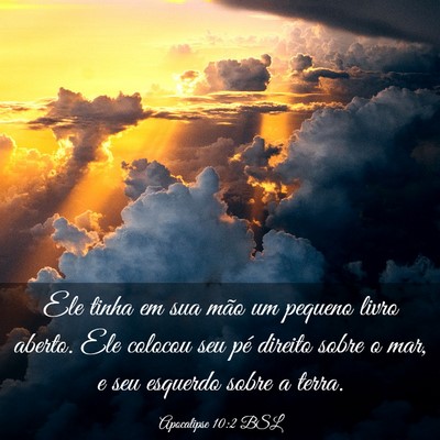 Picture 03 - Apocalipse 10:2 BSL - Ele tinha em sua mão um pequeno livro aberto. - Bible Verse Picture
