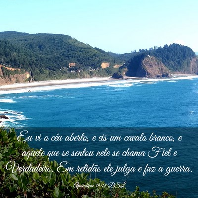 Picture 03 - Apocalipse 19:11 BSL - Eu vi o céu aberto, e eis um cavalo branco, e - Bible Verse Picture