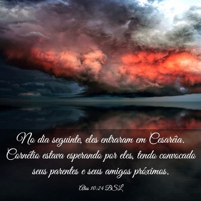 Picture 03 - Atos 10:24 BSL - No dia seguinte, eles entraram em Cesaréia. - Bible Verse Picture