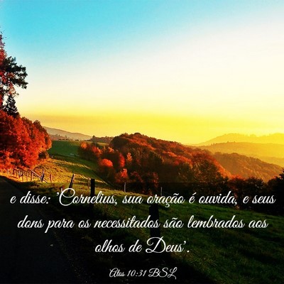 Picture 03 - Atos 10:31 BSL - e disse: 'Cornelius, sua oração é ouvida, e - Bible Verse Picture