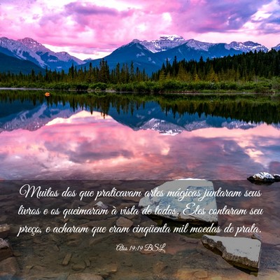 Picture 03 - Atos 19:19 BSL - Muitos dos que praticavam artes mágicas juntaram - Bible Verse Picture