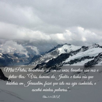 Picture 03 - Atos 2:14 BSL - Mas Pedro, levantando-se com os onze, levantou - Bible Verse Picture