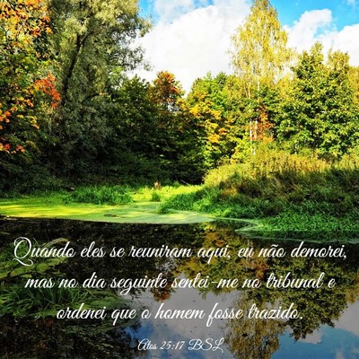 Picture 03 - Atos 25:17 BSL - Quando eles se reuniram aqui, eu não demorei, - Bible Verse Picture