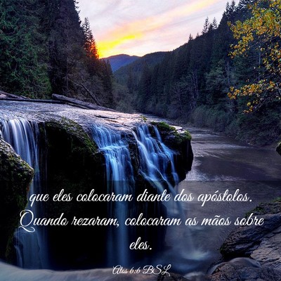 Picture 03 - Atos 6:6 BSL - que eles colocaram diante dos apóstolos. Quando - Bible Verse Picture