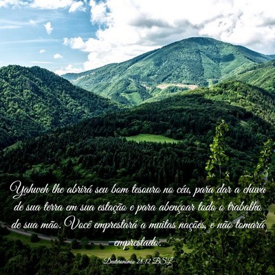 Picture 03 - Deuteronômio 28:12 BSL - Yahweh lhe abrirá seu bom tesouro no céu, para - Bible Verse Picture