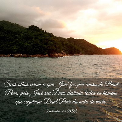 Picture 03 - Deuteronômio 4:3 BSL - Seus olhos viram o que Javé fez por causa de - Bible Verse Picture