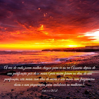 Picture 03 - Ester 2:12 BSL - A vez de cada jovem mulher chegou para ir ao rei - Bible Verse Picture
