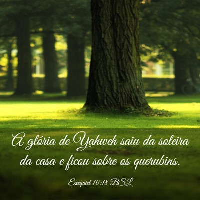 Picture 03 - Ezequiel 10:18 BSL - A glória de Yahweh saiu da soleira da casa e - Bible Verse Picture