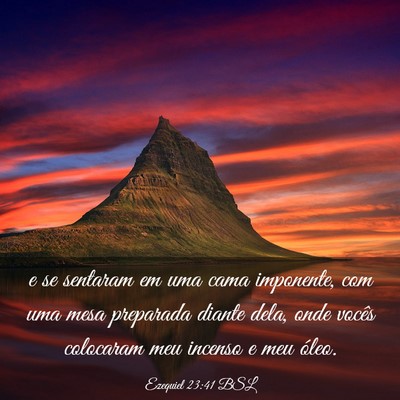 Picture 03 - Ezequiel 23:41 BSL - e se sentaram em uma cama imponente, com uma mesa - Bible Verse Picture