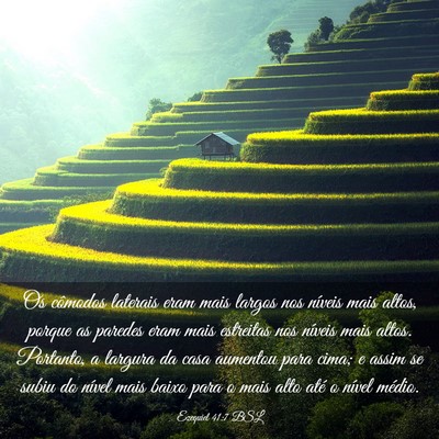 Picture 03 - Ezequiel 41:7 BSL - Os cômodos laterais eram mais largos nos níveis - Bible Verse Picture
