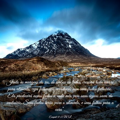 Picture 03 - Ezequiel 47:12 BSL - Junto às margens do rio, de ambos os lados, - Bible Verse Picture