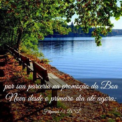 Picture 03 - Filipenses 1:5 BSL - por sua parceria na promoção da Boa Nova desde - Bible Verse Picture