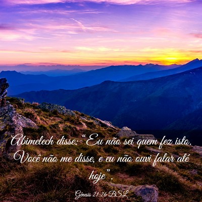 Picture 03 - Gênesis 21:26 BSL - Abimelech disse: “Eu não sei quem fez isto. - Bible Verse Picture